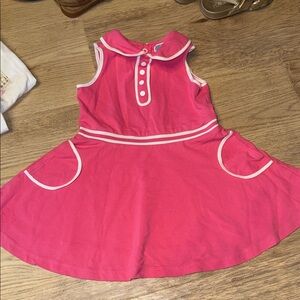 Jacadi Paris pink and white tennis dress Peter Pan collar 3a